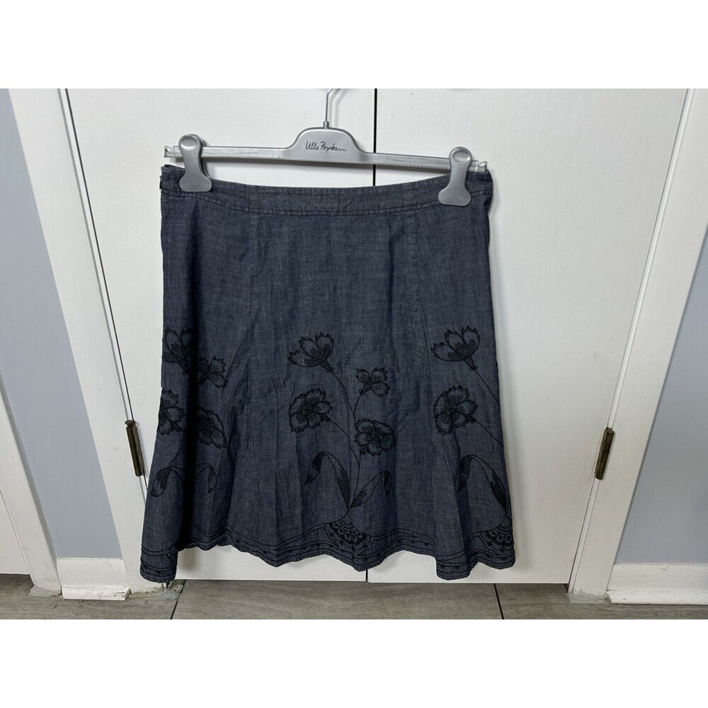 VGC J. Jill Floral Embroidered 100% Cotton A Line Midi Skirt Size 14Petite - Picture 2 of 14
